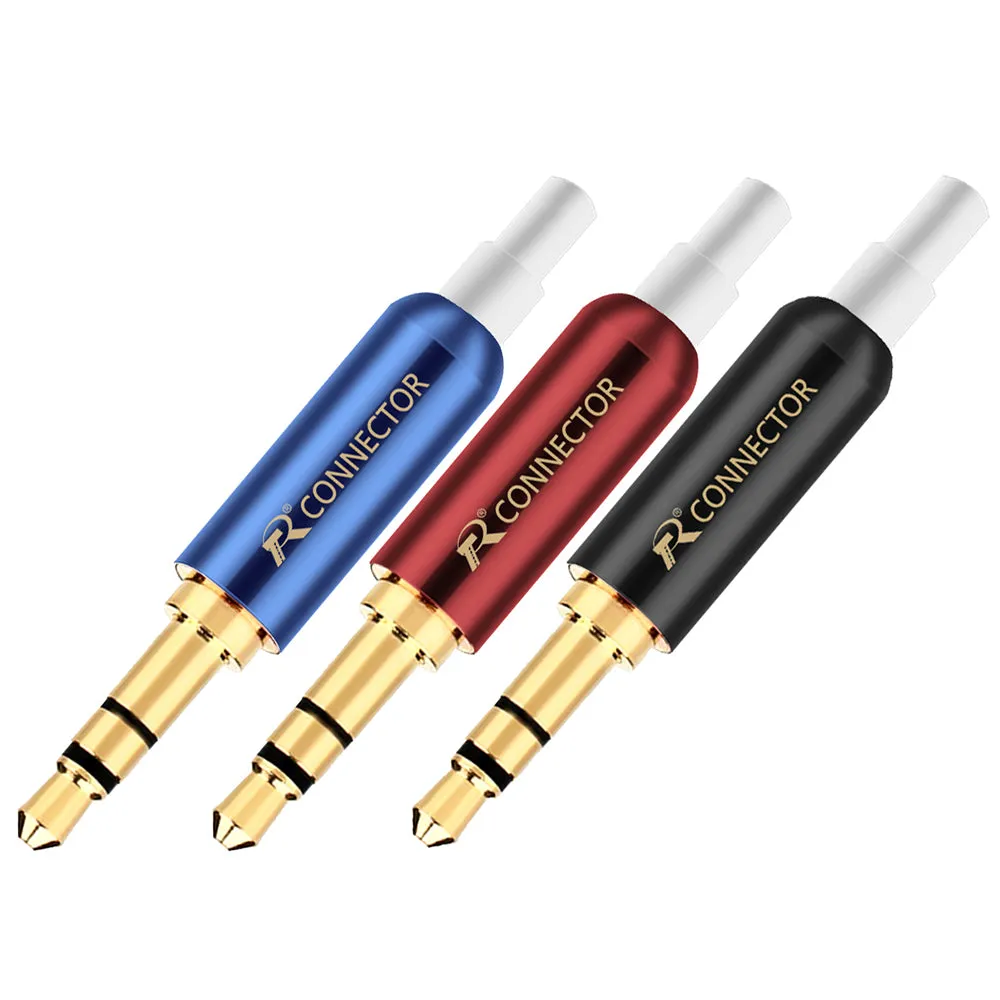 10Pcs Jack 3.5Mm R Connector 3Pole Gold-Plated Stereo 3.5Mm Jack Diy Earphone Adapter With Tail Plug