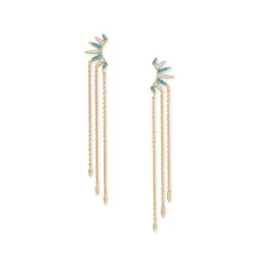 14 Karat Gold Plated Turquoise Drop Earrings- M H W ACCESSORIES