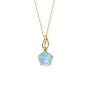 14 Karat Gold Precision Cut Sky Blue Topaz Necklace-M H W ACCESSORIES