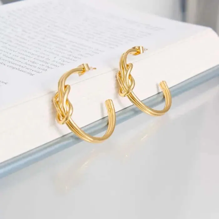 14K Gold Dipped Infinity Knot Hoop Earrings-M H W ACCESSORIES