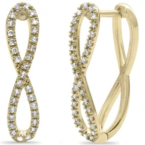 14K Yellow Gold Diamond Infinity Hoop Earrings- M H W ACCESSORIES