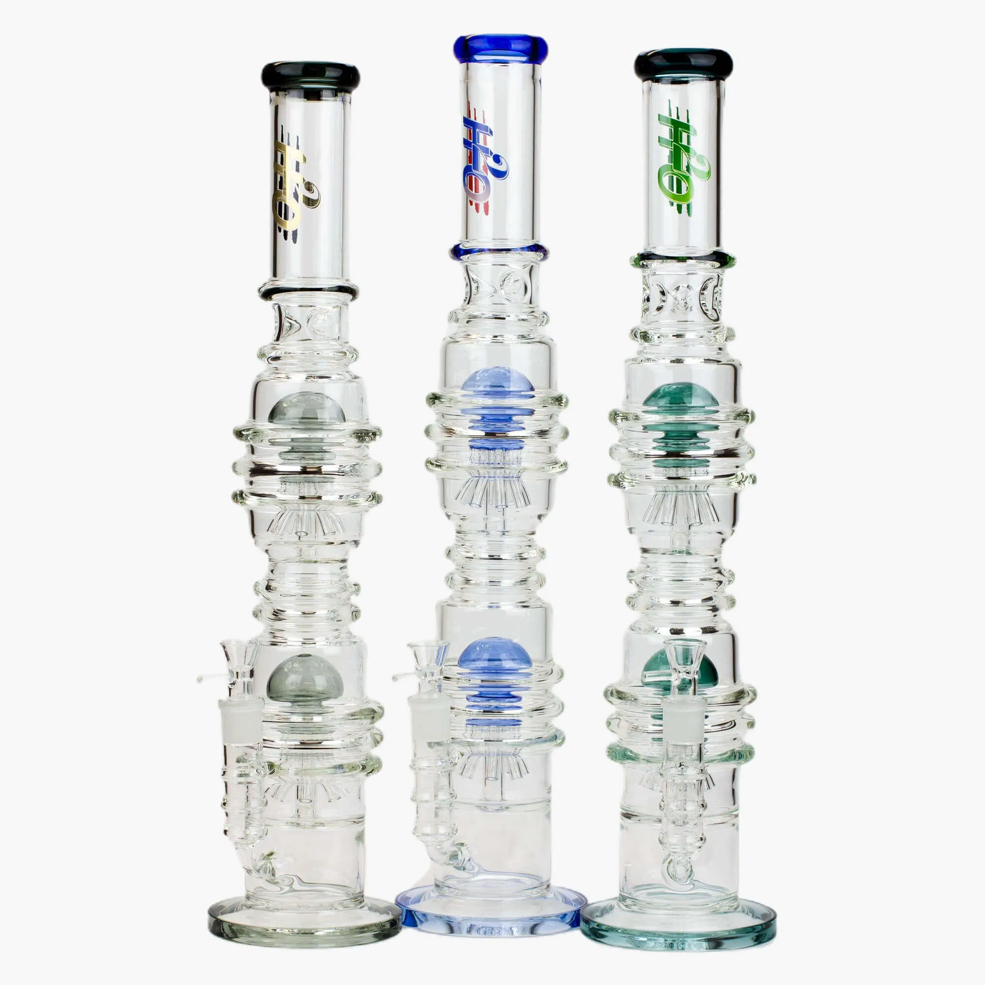 21" H2O Dual Percolator Glass Water Bong