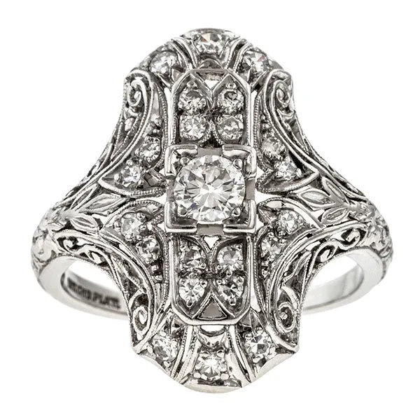 Art Deco Dinner Ring, Old European 0.20ct.