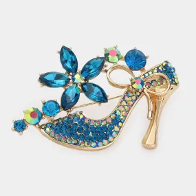 Blue Stiletto Heel Marquise Pin Brooch-M H W ACCESSORIES