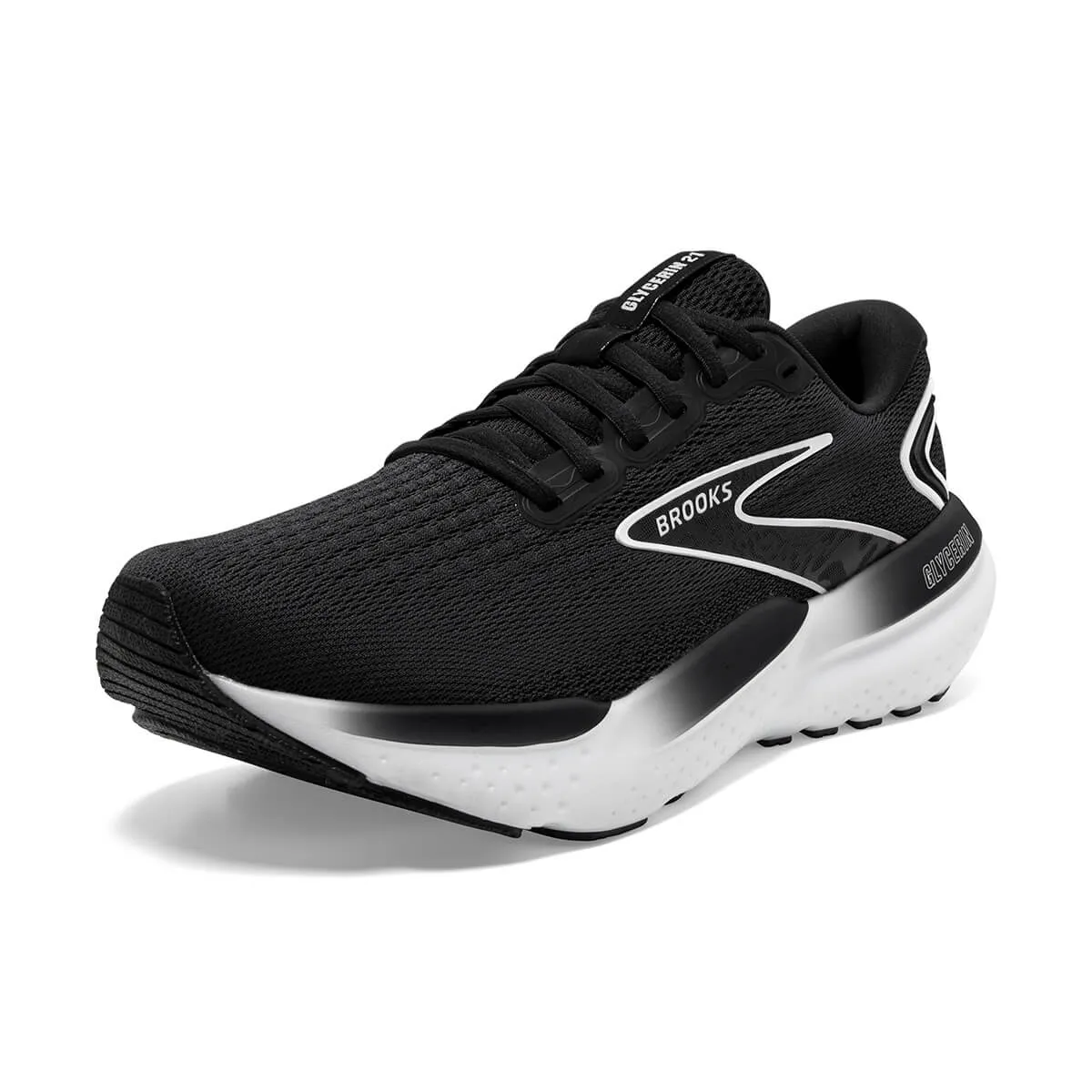 Mens Brooks Glycerin 21 Running Shoes in Sleek Black/Grey/White