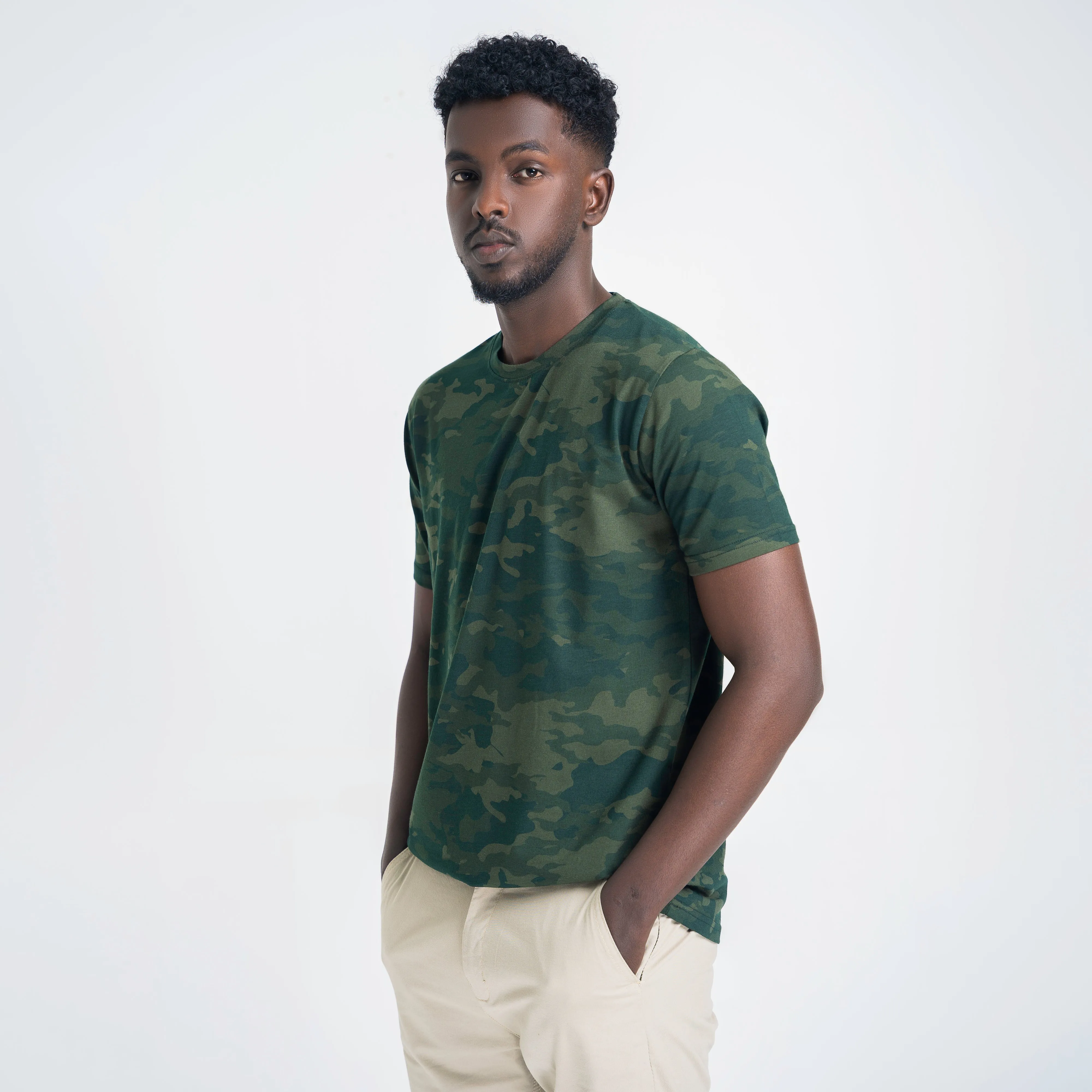 Camo Green Premium H/S Crew Neck