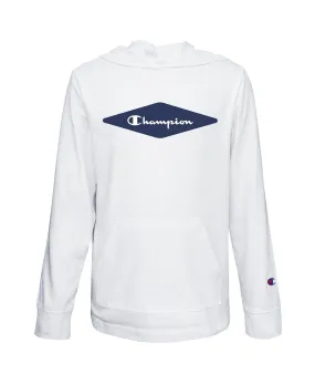 Champion Big Boy's Athletic Diamond Script Jersey Hoodie, White, L