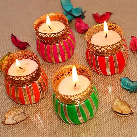 Craftemporio Tom Tom Tealight Drum Shaped Tea Light Candle for Diwali Decoration