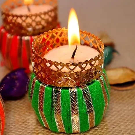 Craftemporio Tom Tom Tealight Drum Shaped Tea Light Candle for Diwali Decoration