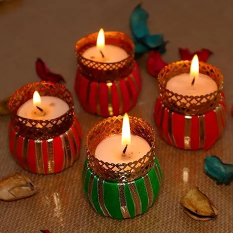 Craftemporio Tom Tom Tealight Drum Shaped Tea Light Candle for Diwali Decoration