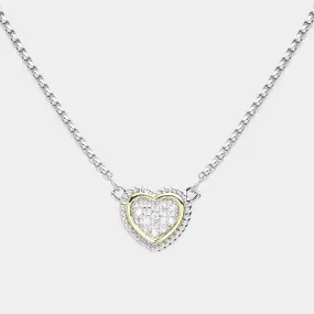 CZ Heart Pendant Necklace- M H W ACCESSORIES