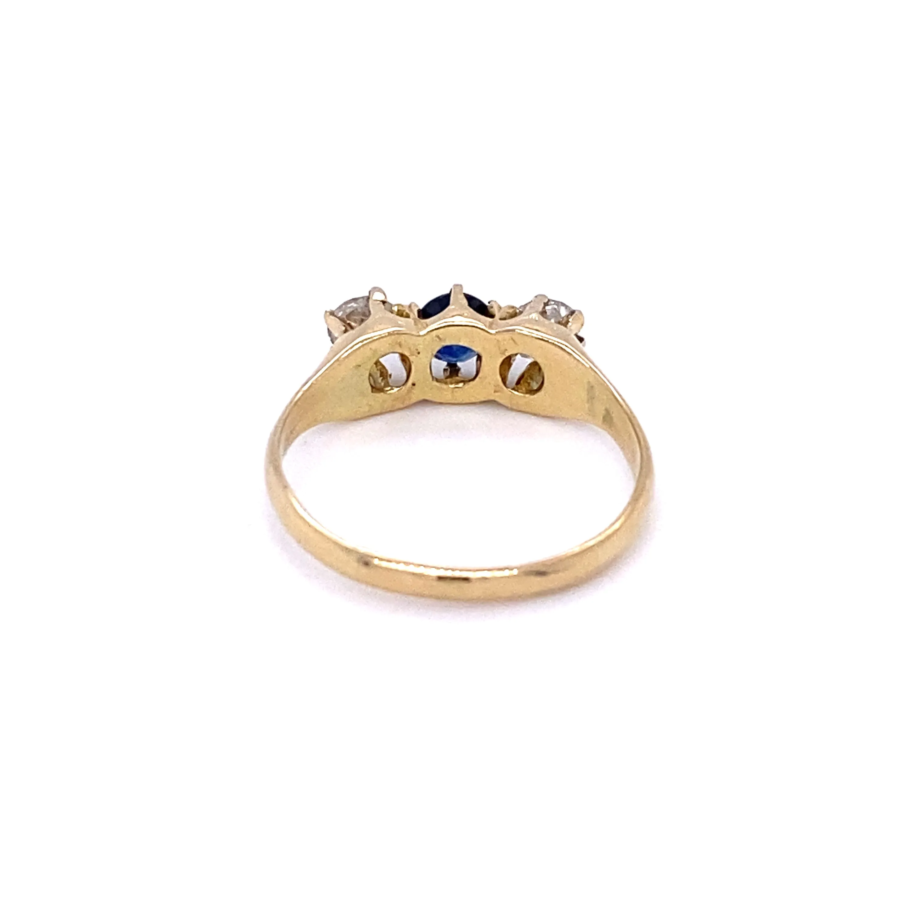 Estate Blue Sapphire and Old Mine Cut Diamond Ring