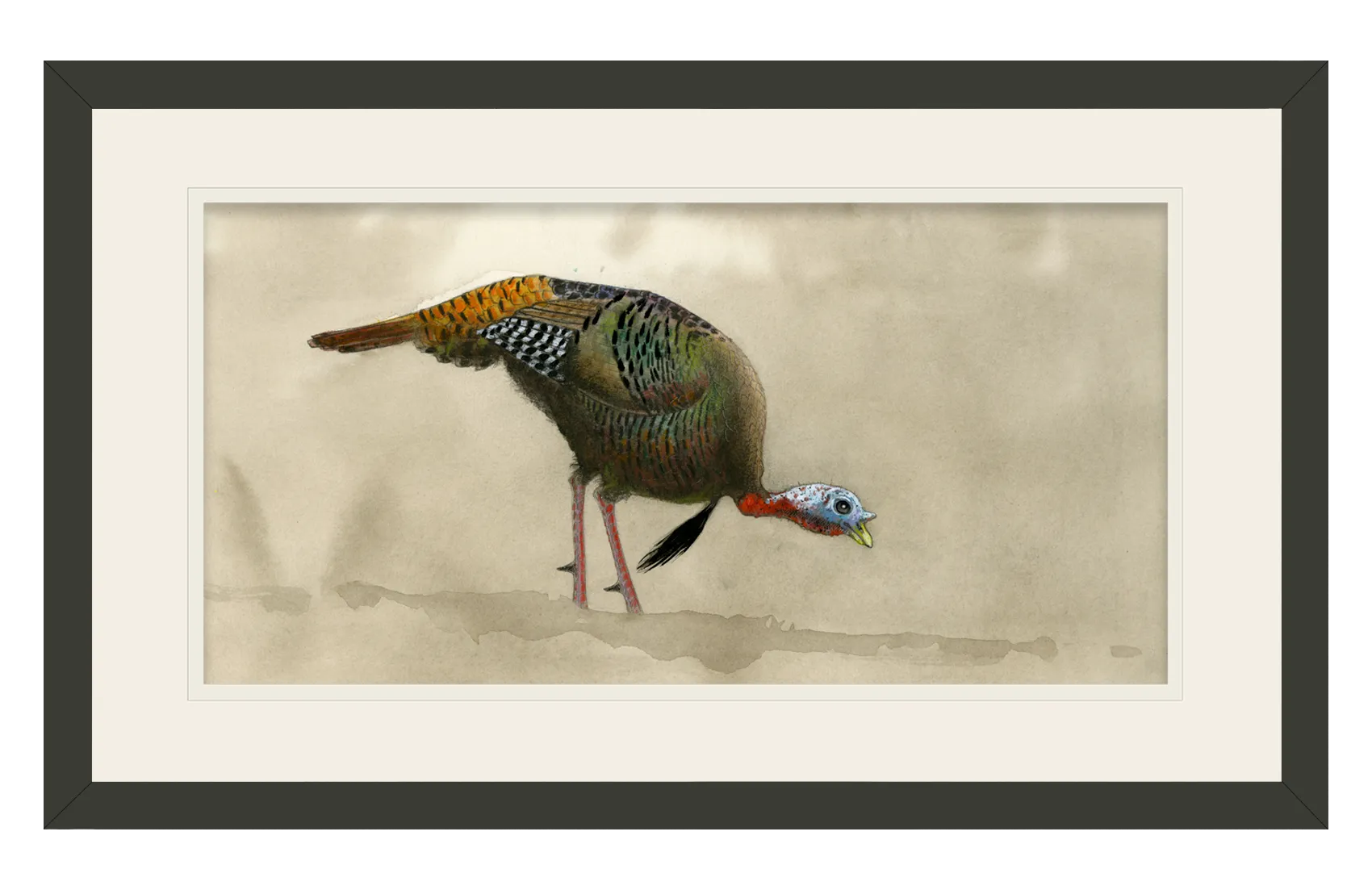 Feeding Tom Turkey Original Watercolor Painting