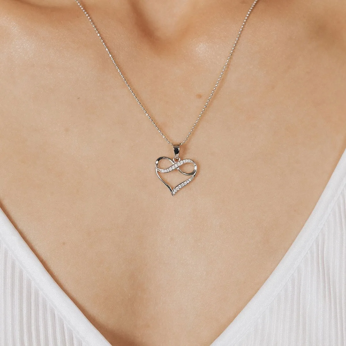 Forever Love CZ Heart and Infinity Pendant