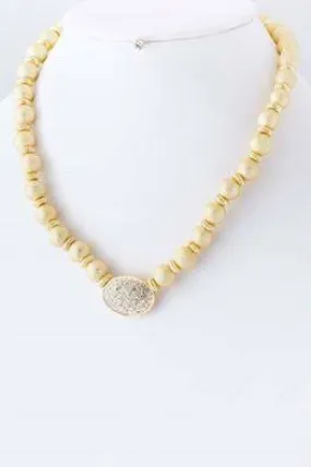 Gold Beaded Crystal Necklace-M H W ACCESSORIES