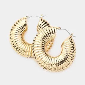 Gold Dipped Cable Metal Hoop Earrings - M H W ACCESSORIES