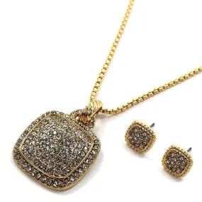 Gold Dipped Crystal STONE Necklace Set- M H W ACCESSORIES