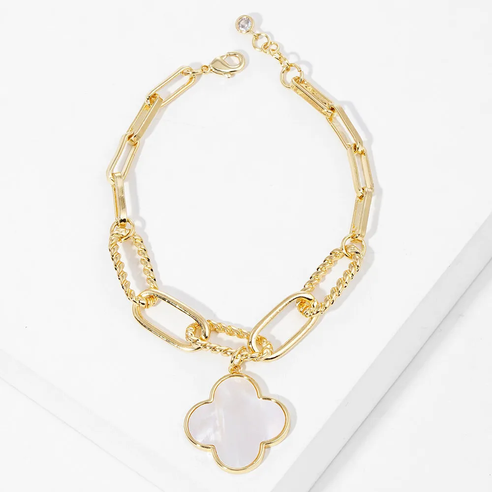 Gold Dipped Mother of Pearl Bracelet- M H W ACCESSORIES