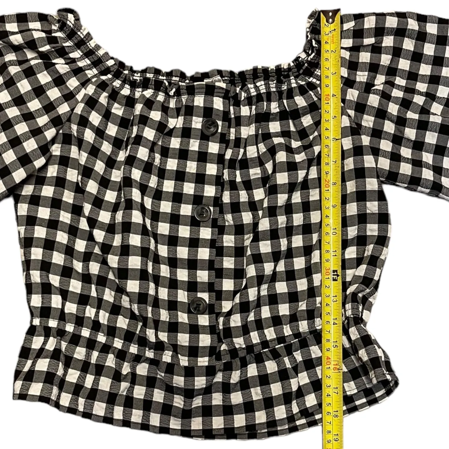 H&M Divided Black White Checkered Bubble Shirt Size 12