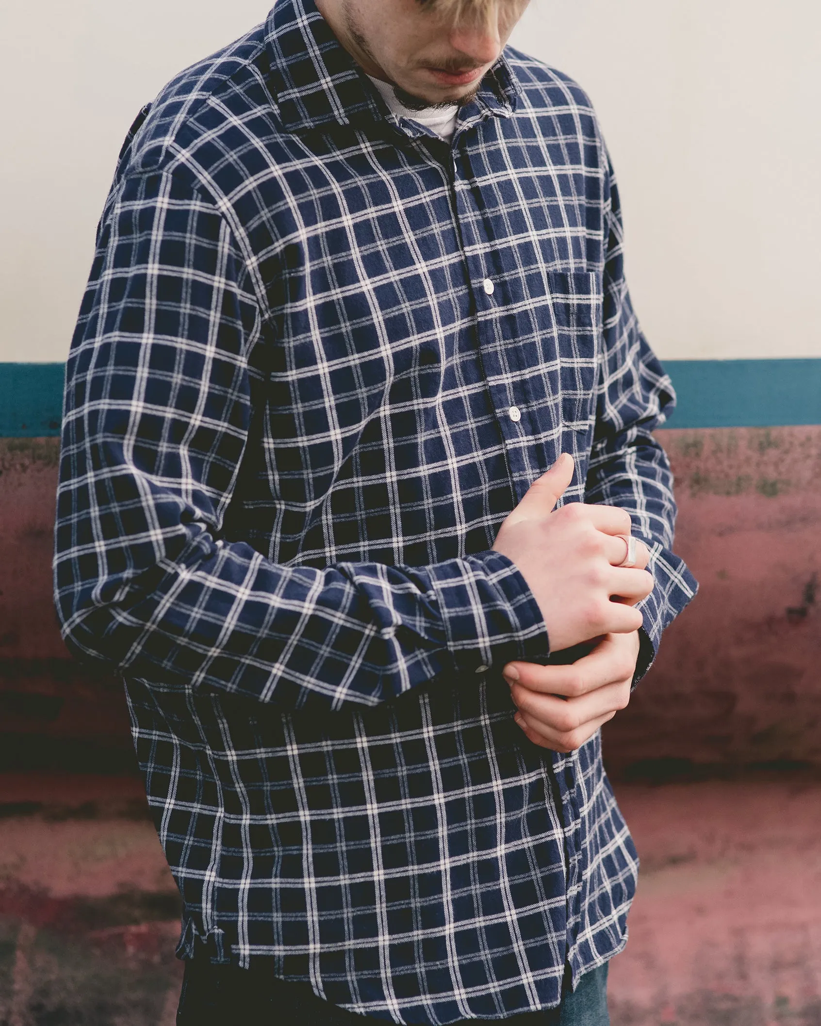 Hartford Jack Small Navy Check Shirt