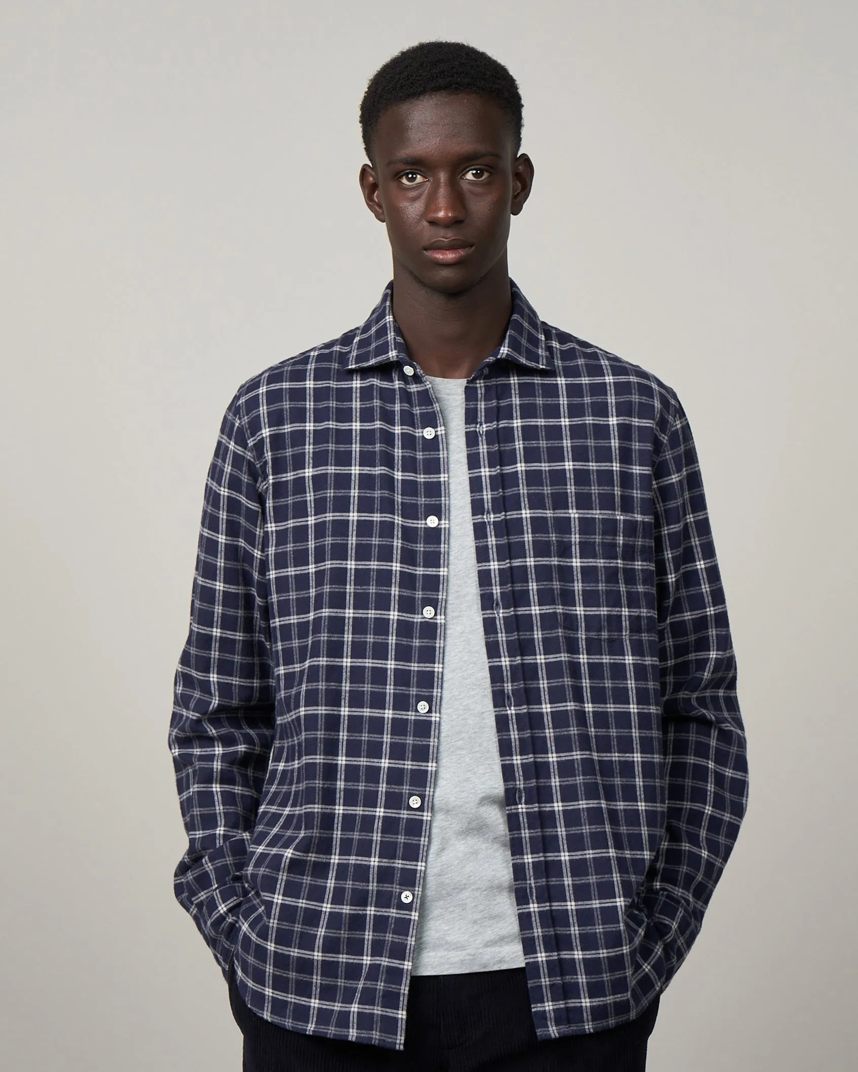 Hartford Jack Small Navy Check Shirt