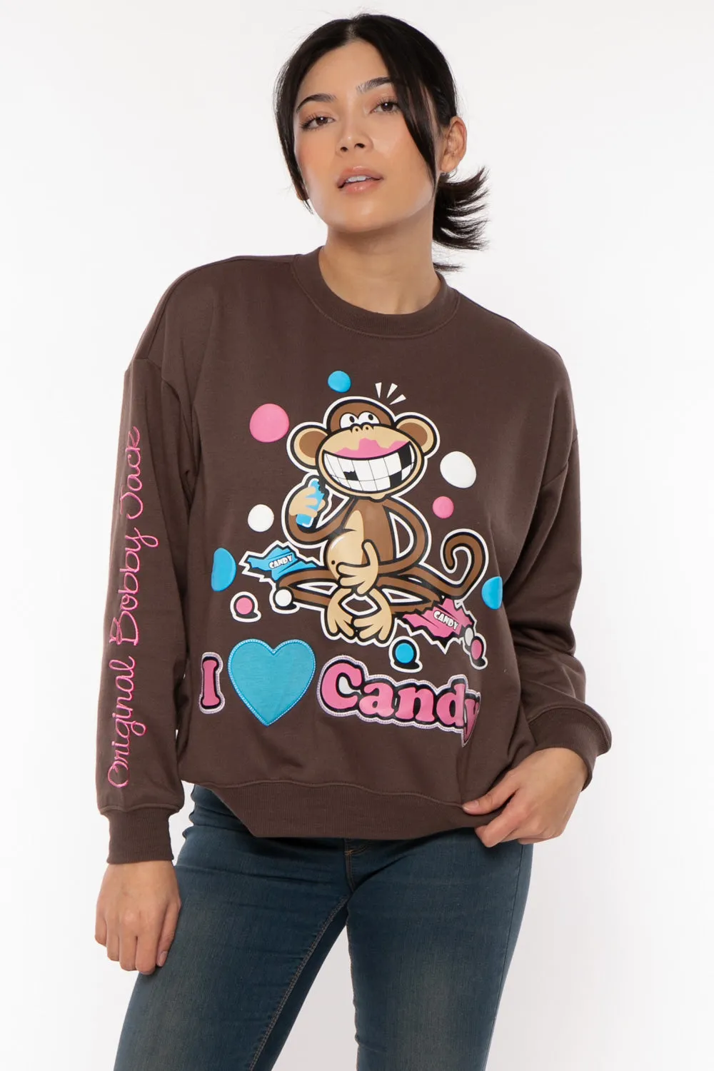 I Love Candy - Bobby Jack Oversized Premium Sweatshirt - Brown