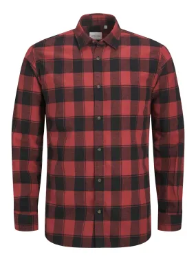 Jack & Jones Buffalo Check Shirt-BRICK RED