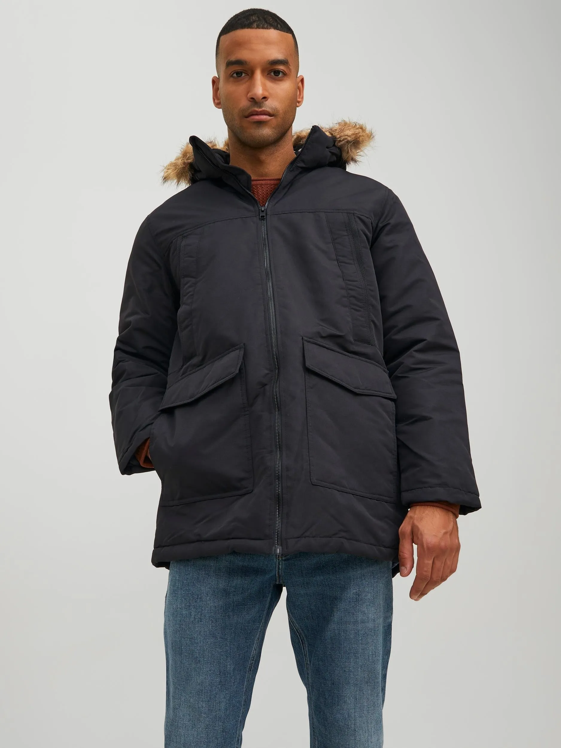 Jack & Jones Mens Craft Parka Jacket - Black - Stylish & Functional Outerwear