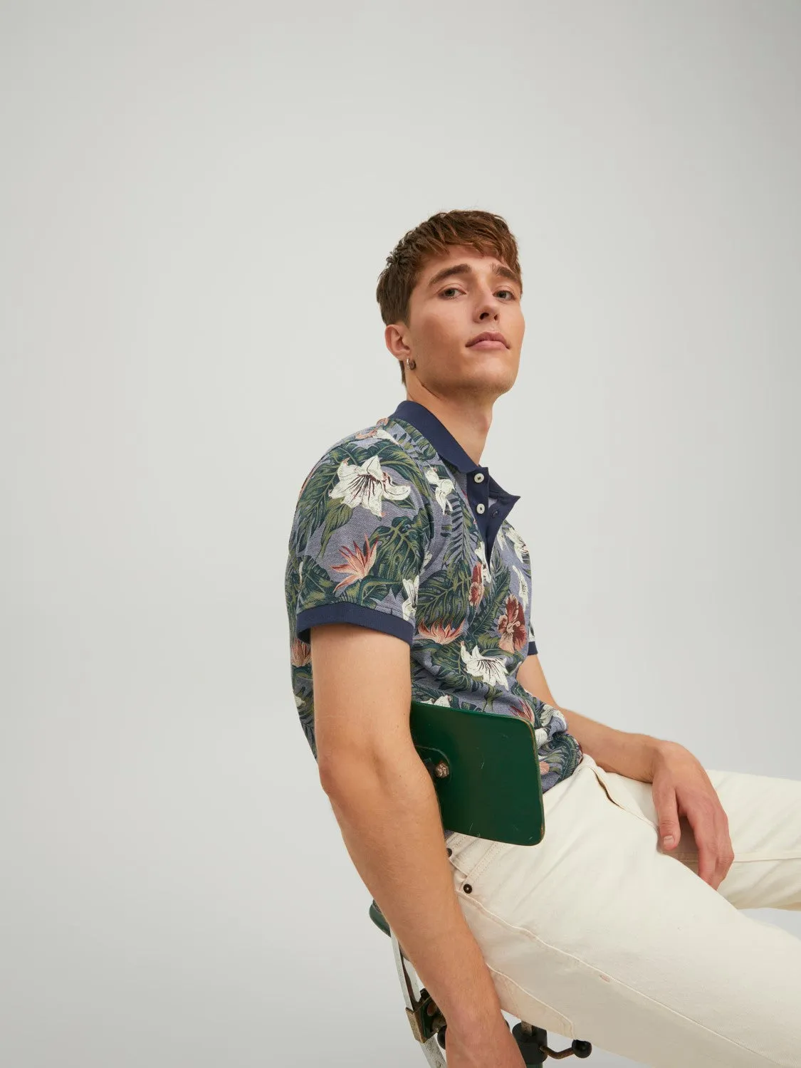 Jack & Jones Men's TROPICANA Hawaiian Polo Shirt