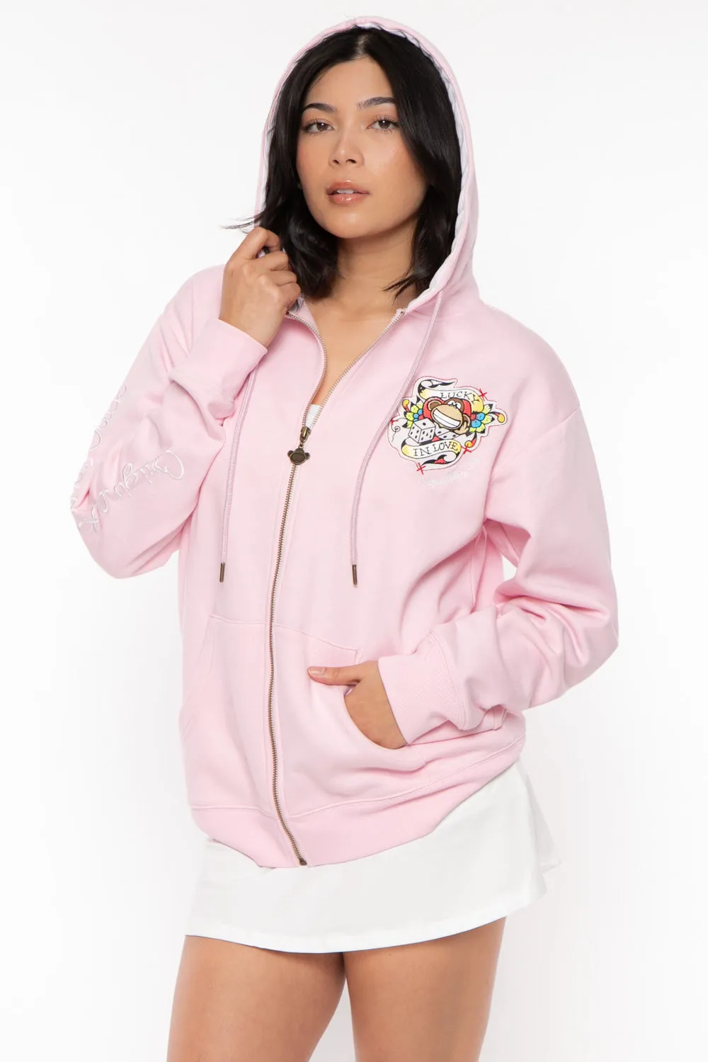 Lucky - Bobby Jack Oversized Premium Zip Hoodie - Pink