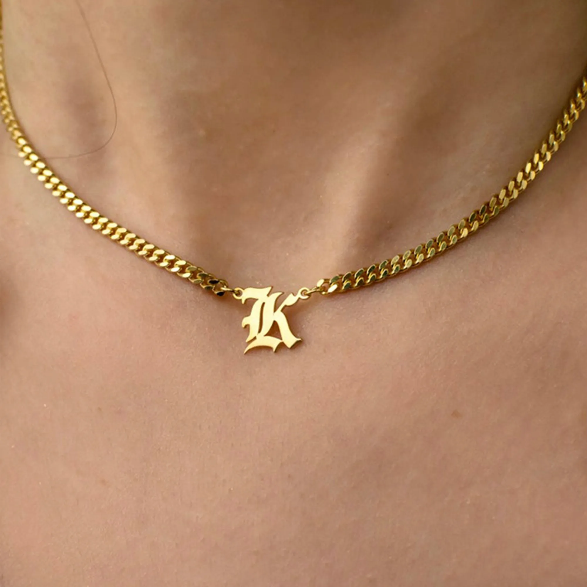 Old English Initial Necklace