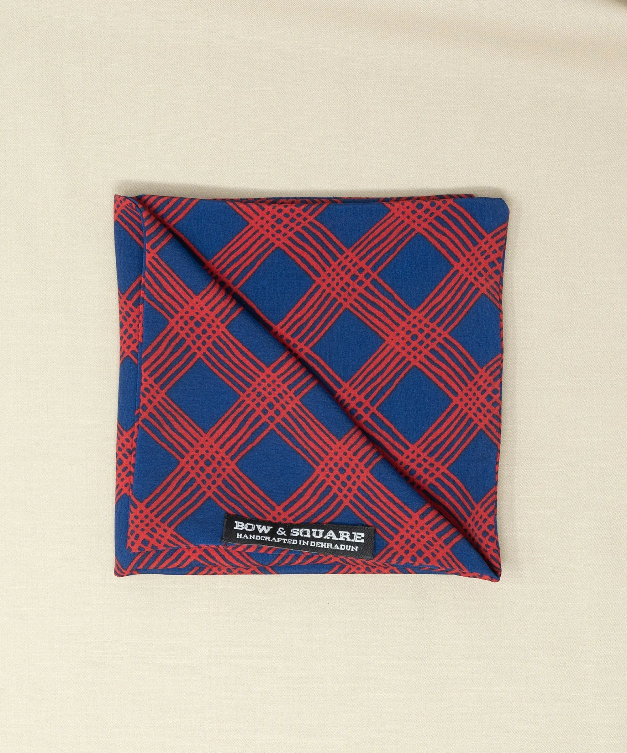 Old School Geometric Blue Pocket Square