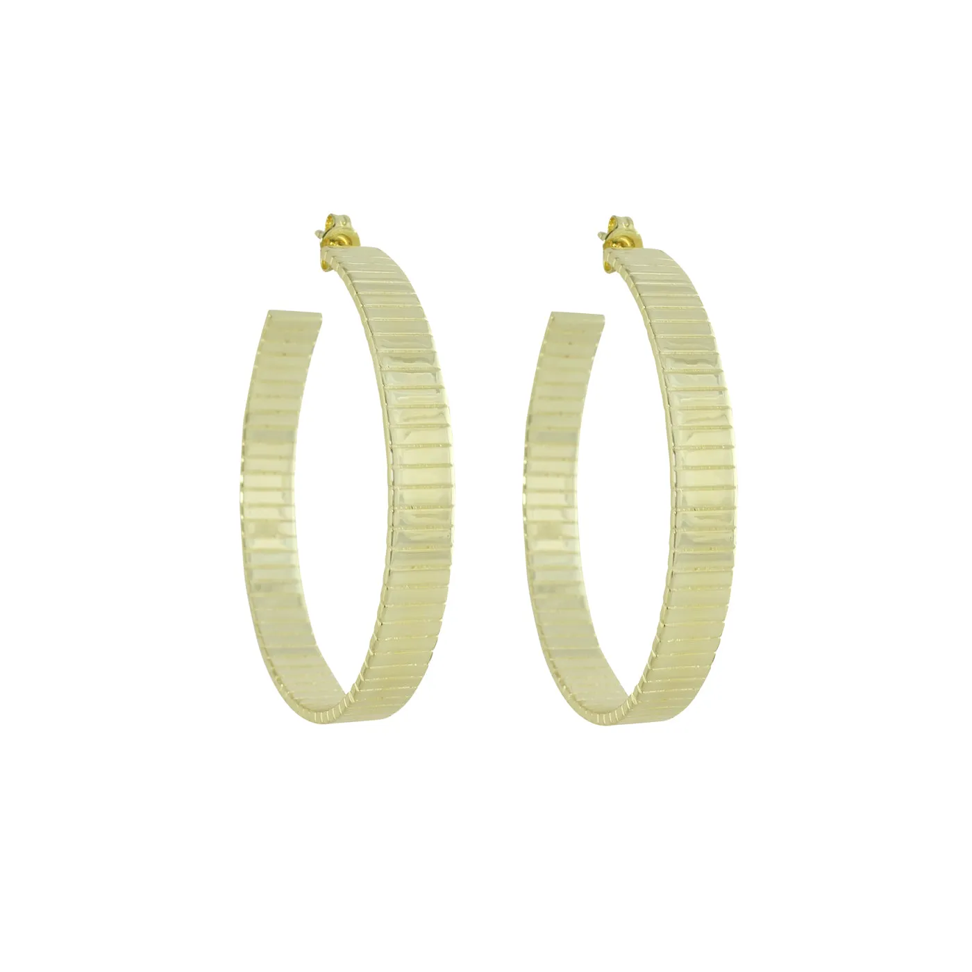 RIDGED C HOOP EARRINGS