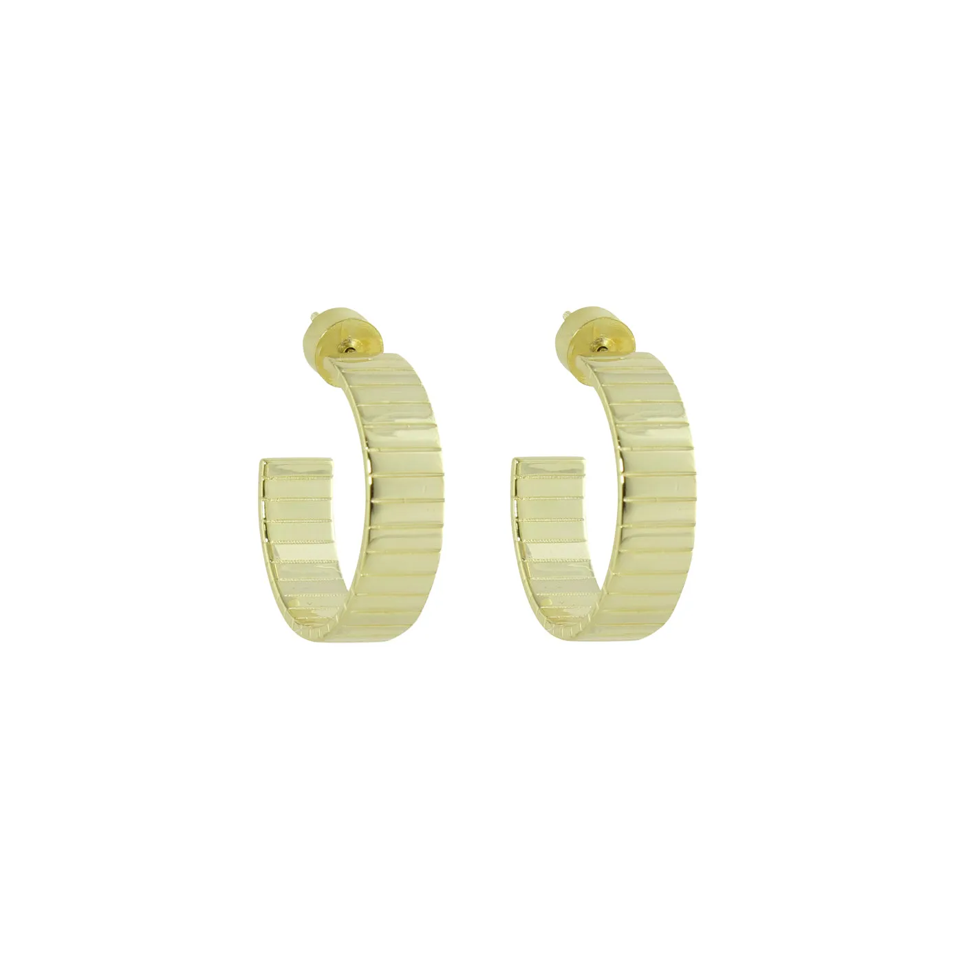 RIDGED C HOOP EARRINGS