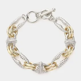 Silver and Gold Toggle Chain Bracelet-M H W ACCESSORIES