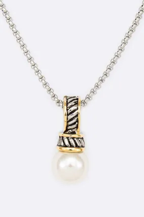 Silver Pearl Drop Necklace-M H W ACCESSORIES