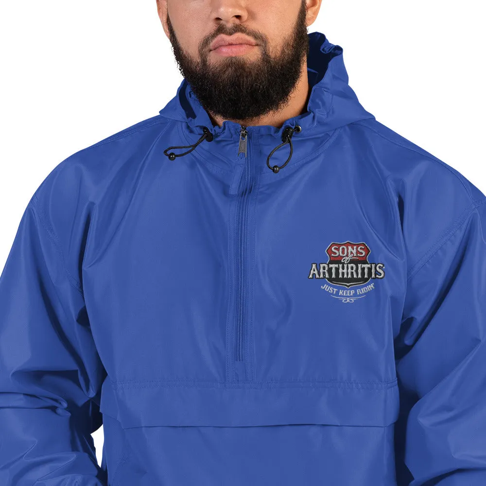 Sons of Arthritis KEEP ON RIDIN" Embroidered Champion Packable wind & rain Jacket