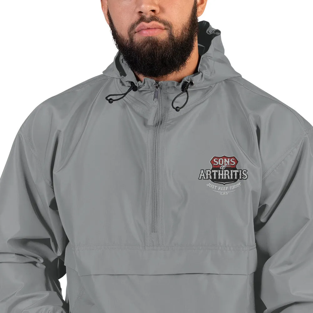 Sons of Arthritis KEEP ON RIDIN" Embroidered Champion Packable wind & rain Jacket