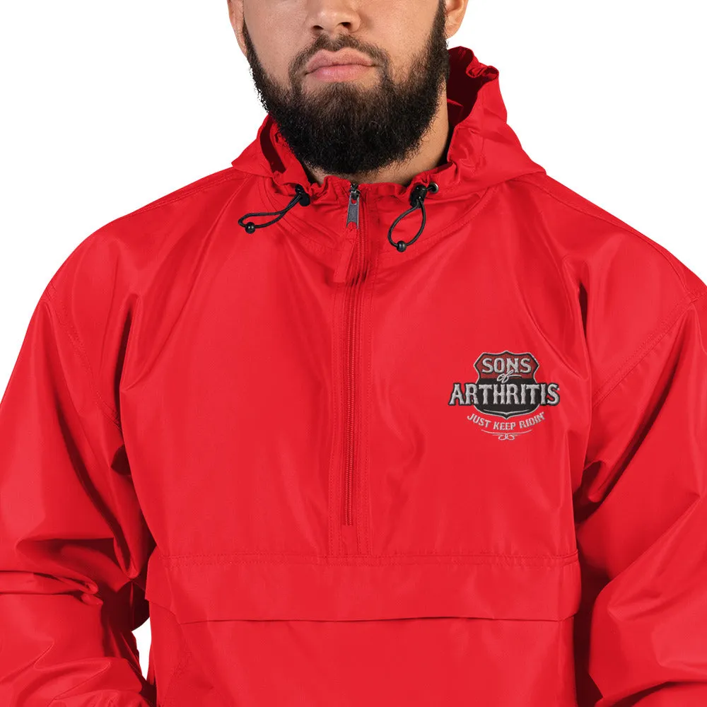 Sons of Arthritis KEEP ON RIDIN" Embroidered Champion Packable wind & rain Jacket