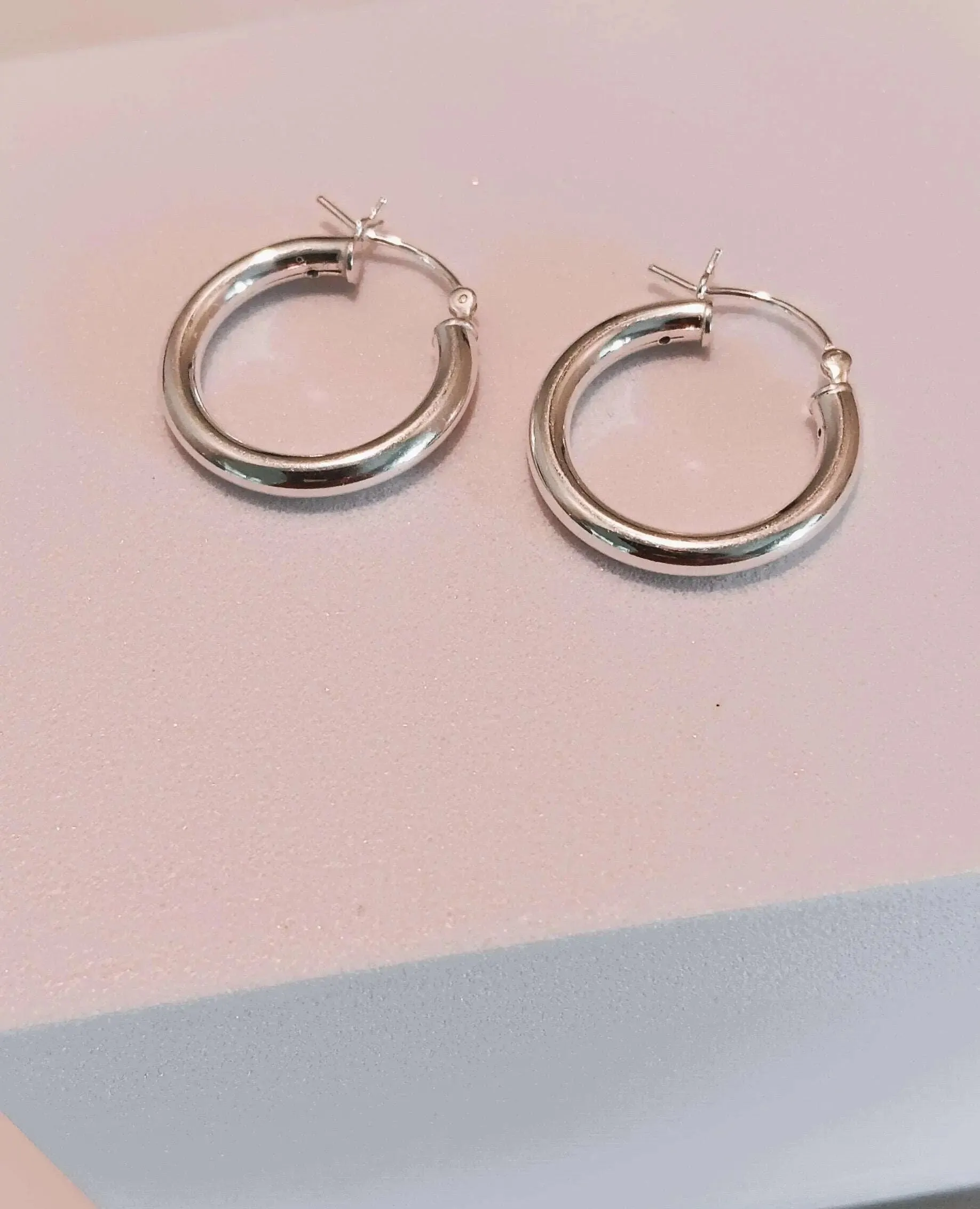 Sterling Silver 3mm x 30mm Hoop Earrings- M H W ACCESSORIES