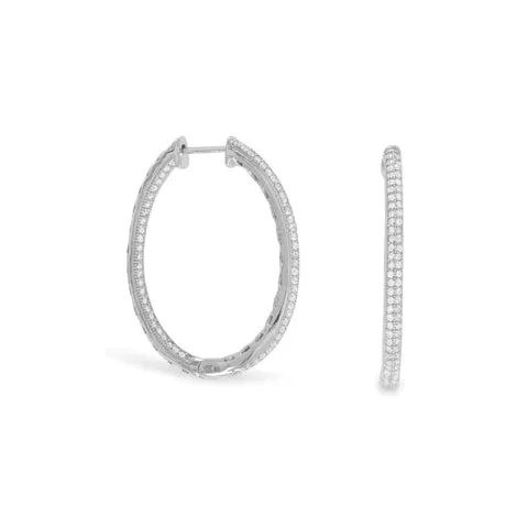 Sterling Silver Cubic Zirconia Hoop Earrings-M H W ACCESSORIES