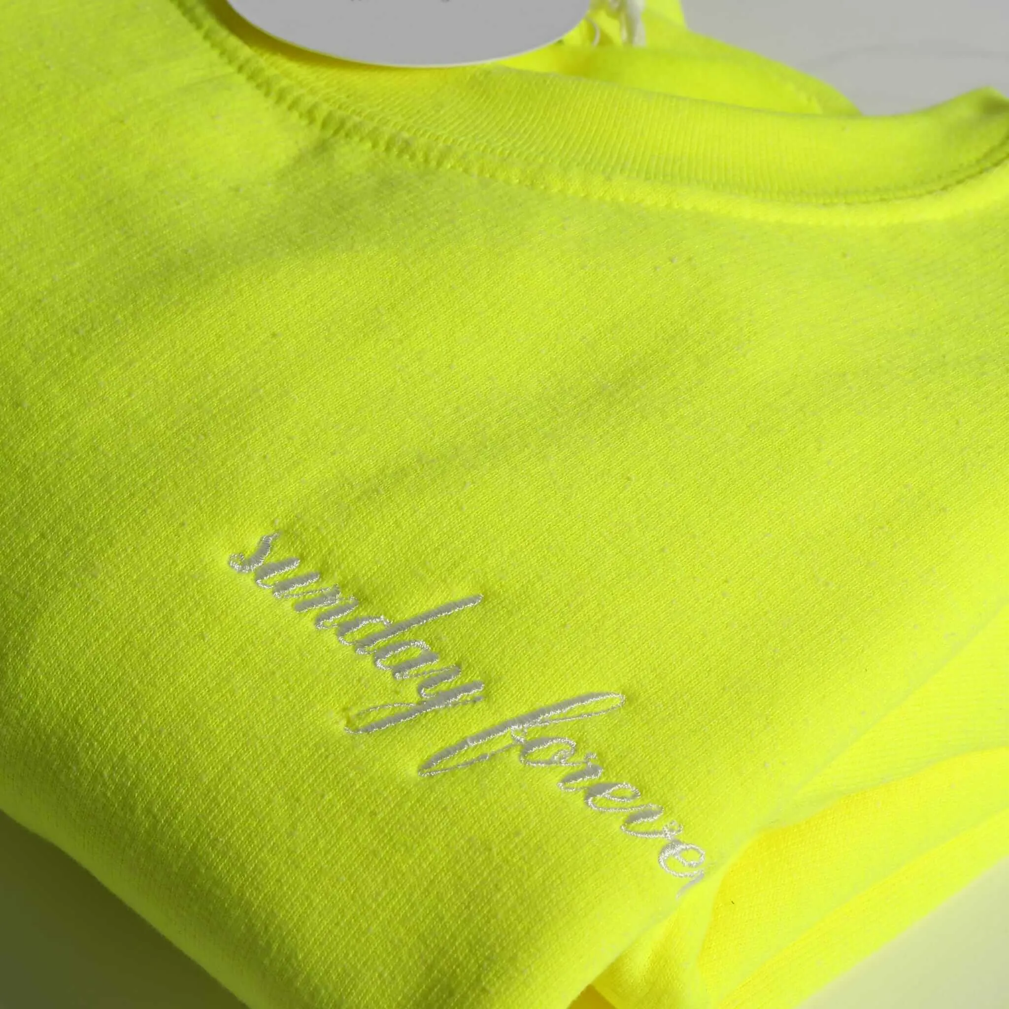 Sunday Forever Highlighter Yellow Embroidered Crewneck