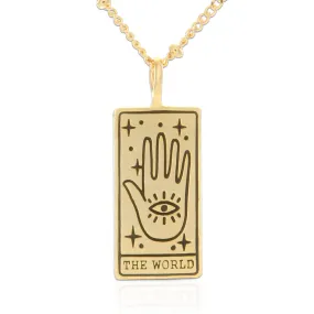 Tarot Card Necklace World, 21"