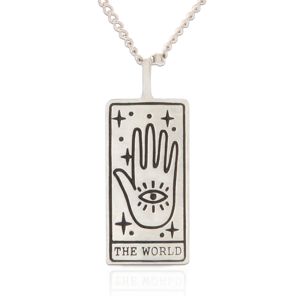 Tarot Card Necklace World, 21"