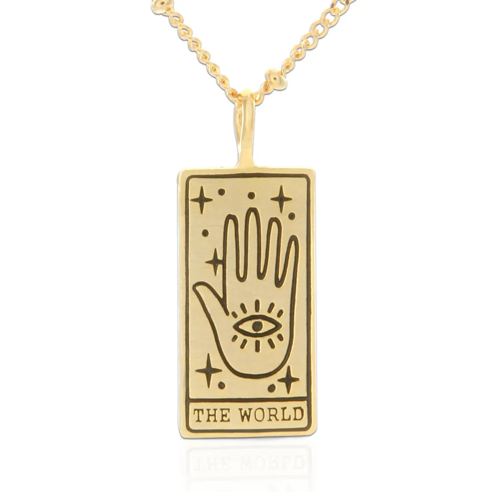 Tarot Card Necklace World, 21"