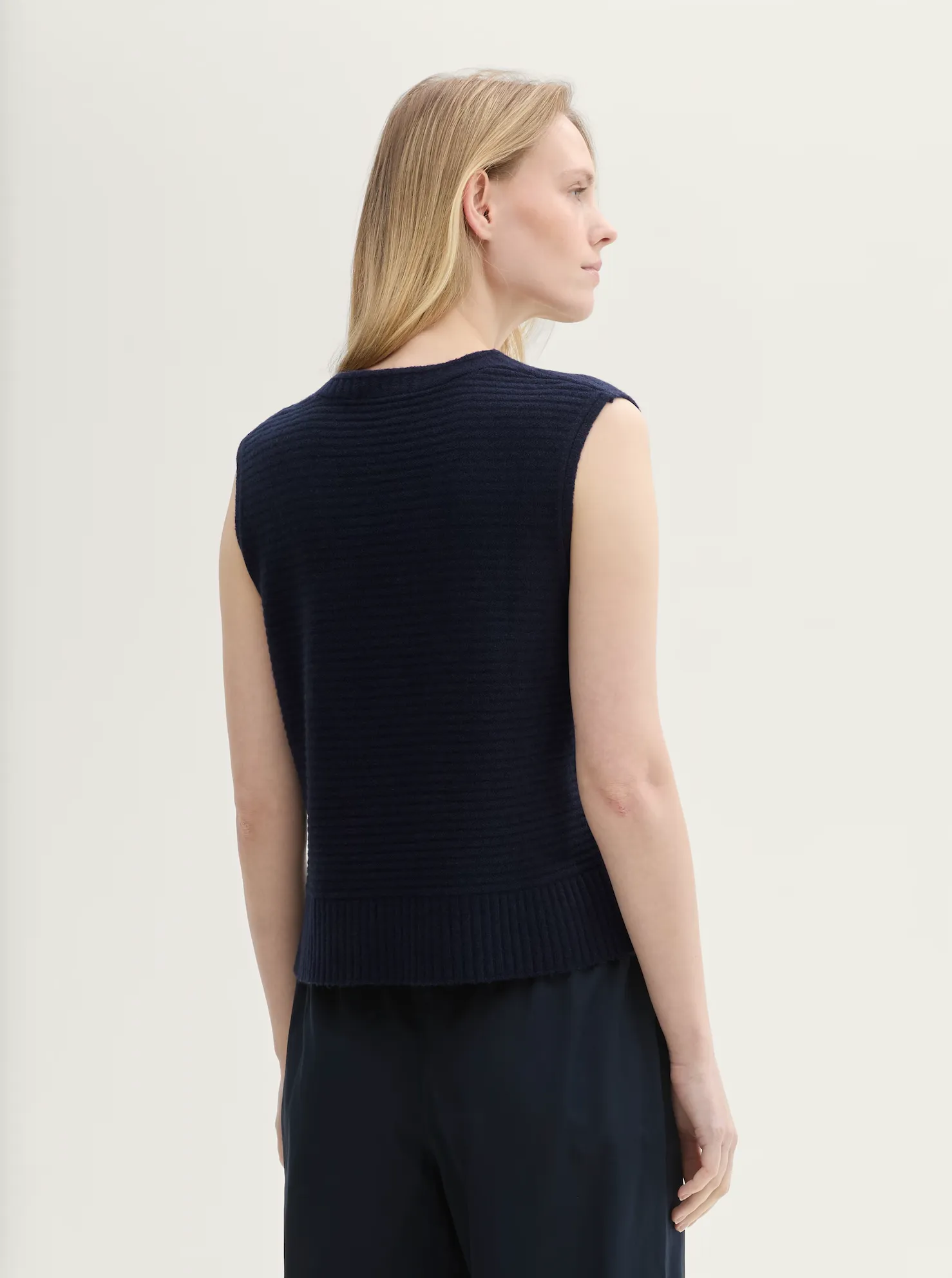 Tom Tailor Knitted V-Neck Sweater in Blue