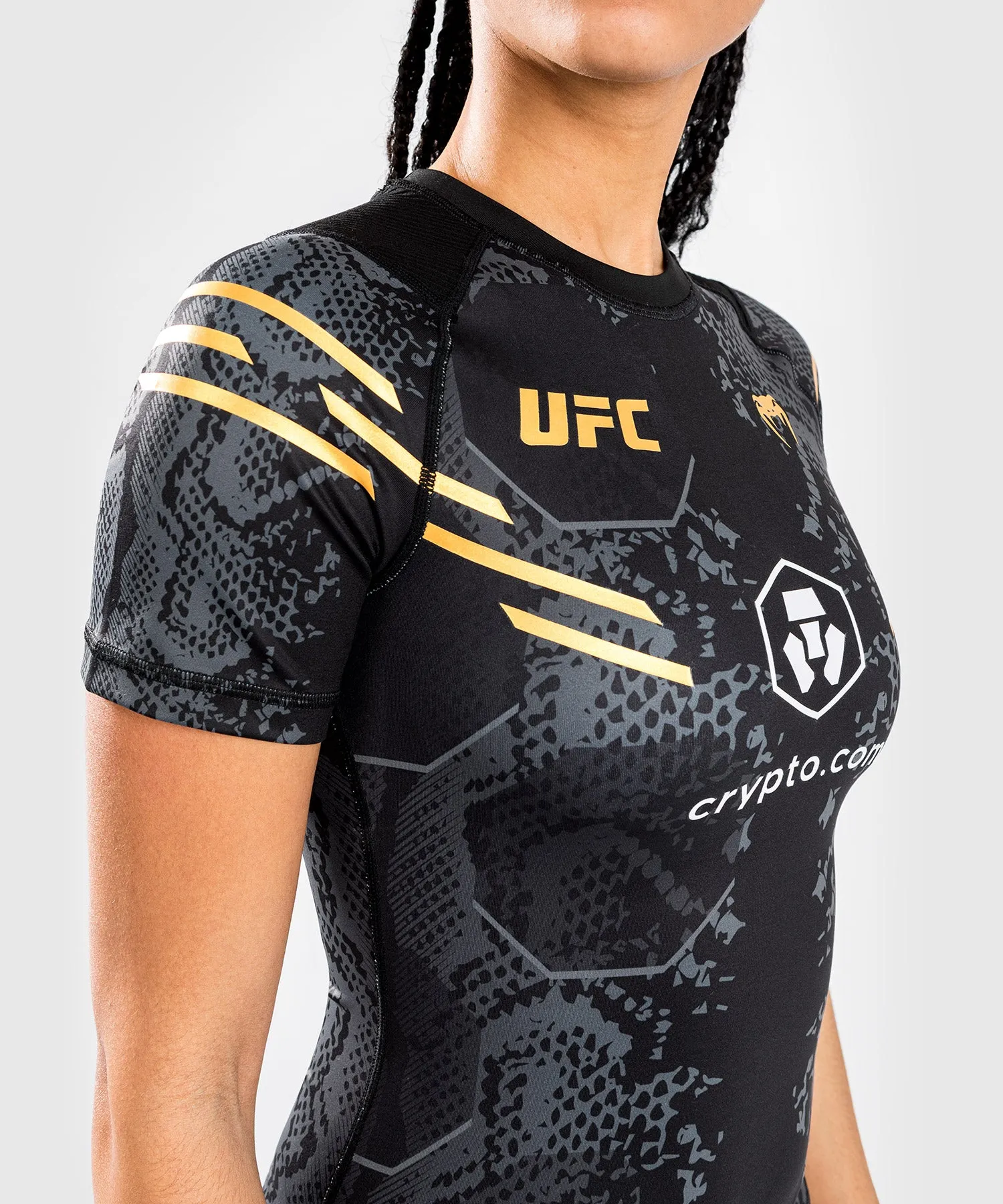 Venum Womens Performance Short-Sleeve Rashguard - UFC Adrenaline Authentic Fight Night Champion Edition