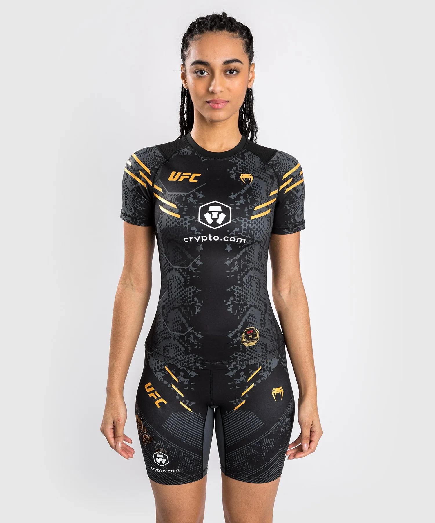 Venum Womens Performance Short-Sleeve Rashguard - UFC Adrenaline Authentic Fight Night Champion Edition