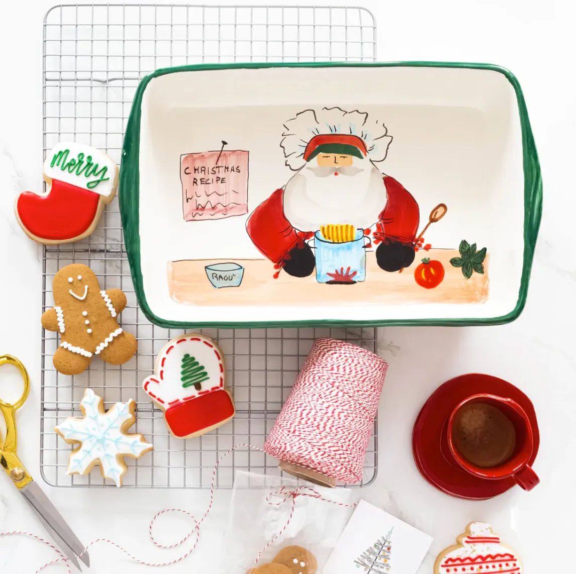 VIETRI Old St. Nick Rectangular Baker w/ Chef